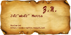 Zámbó Metta névjegykártya